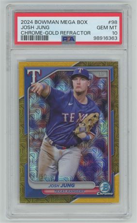 2024 Bowman Mega Box #98 Josh Jung Chrome Gold Refractor 14/50 PSA 10