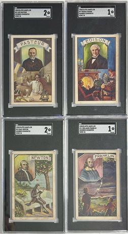 1920 Chocolates Amatller SGC Graded Lot (4) w/ Newton, Edison, and Franklin