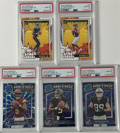 2024 PSA 10 NFL Rookie Lot (5) w/ Daniels, Bowers, and Penix