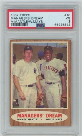 1962 Topps #18 Manager's Dream Mantle/Mays PSA 3 VG
