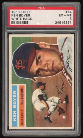 1956 Topps #14 Ken Boyer RC White Back PSA 6 EXMT