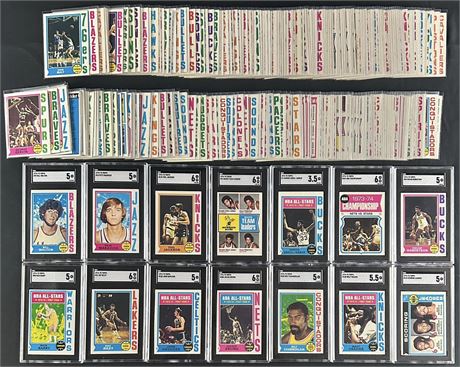 1974 Topps Basketball Complete Set (1-264) w/ 14 SGC Graded, 82 HOFers, EX+ Avg