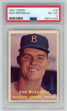 1957 Topps #18 Don Drysdale RC PSA 4 VGEX