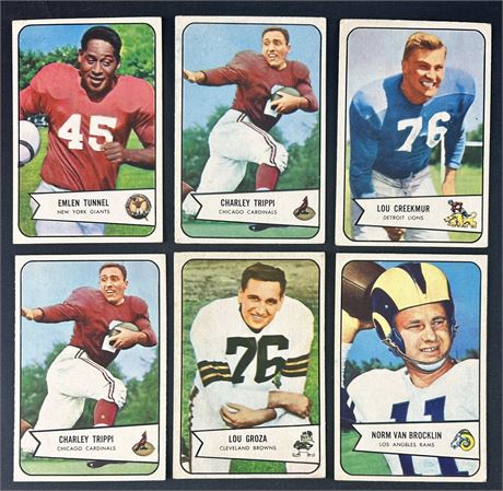 1954 Bowman Football Star Lot (6) w/ Tunnell, Van Broklin, Groza