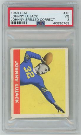 1948 Leaf #13 Johnny Lujack RC Johnny Spelled Correctly PSA 3 VG