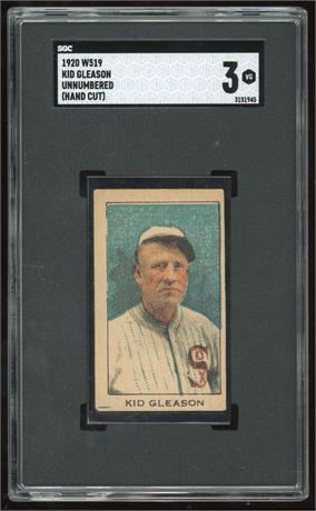 1920 W519 Unnumbered Strip Card Kid Gleason Hand Cut SGC 3 VG Pop 1 Highest