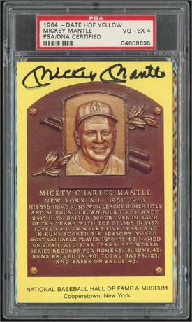 1964 Date HOF Yellow Mickey Mantle PSA 4 Authentic Auto Dual Cert PSA/GAI