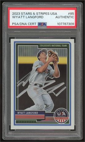 2023 Stars & Stripes USA #85 Wyatt Langford Auto PSA Authentic Auto + JSA Dual