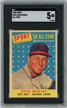 1958 Topps #476 Stan Musial All-Star SGC 5 EX