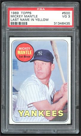 1969 Topps #500 Mickey Mantle PSA 3 VG