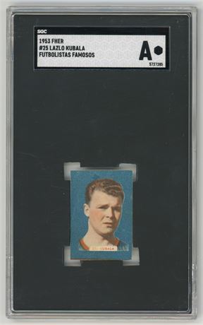 1953 Fher #25 Lazlo Kubala Futbolistas Famosos Hand Cut SGC Authentic