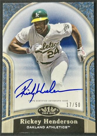 2020 Topps Tier One Rickey Henderson Autograph 17/50