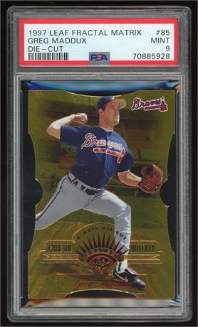 1997 Leaf Fractal Matrix #85 Greg Maddux Die Cut PSA 9 MINT Pop 4 Highest