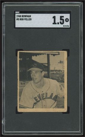 1948 Bowman #5 Bob Feller RC SGC 1.5 FAIR