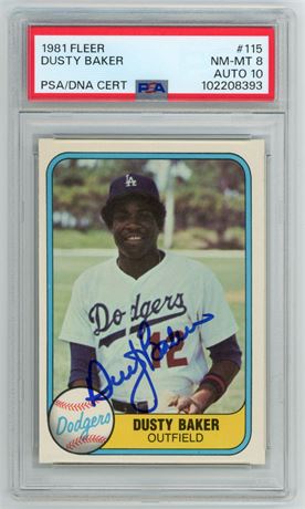 1981 Fleer #115 Dusty Baker PSA 8 Auto 10