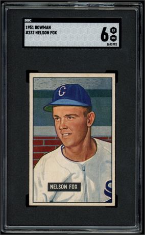 1951 Bowman #232 Nellie Fox RC SGC 6