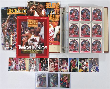 Hakeem Olajuwon Binder Lot (Aprox 550 Cards, 3 Magazines) w/ Many 90's Inserts