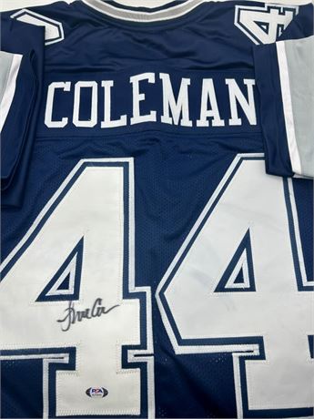 Lincoln Coleman Autographed Pro Style Blue Football Jersey (PSA) XL