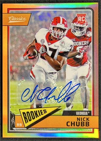 2018 Panini Classics Nick Chubb RC Gold Prizm Auto 4/10