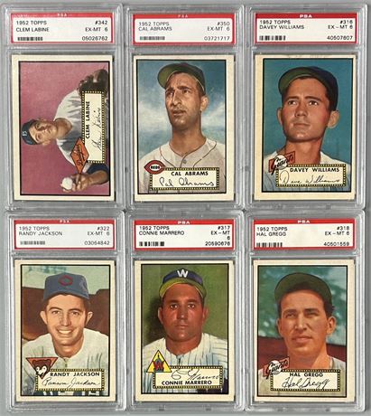 1952 Topps High # PSA 6 Graded Lot (6)