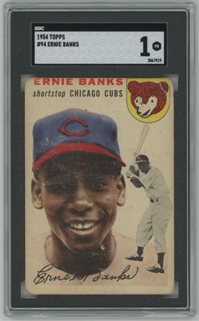 1954 Topps #94 Ernie Banks RC SGC 1 POOR