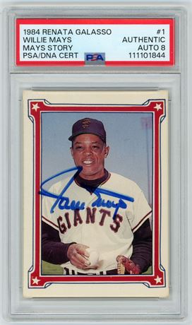 1984 Renata Galasso #1 Willie Mays "The Willie Mays Story" PSA Authentic Auto 8