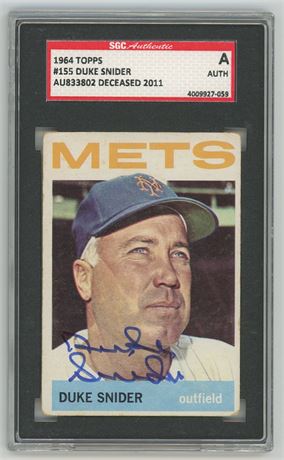 1964 Topps #155 Duke Snider SGC Authentic Auto