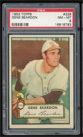 1952 Topps #229 Gene Bearden PSA 8 NMMT Only 9 Higher