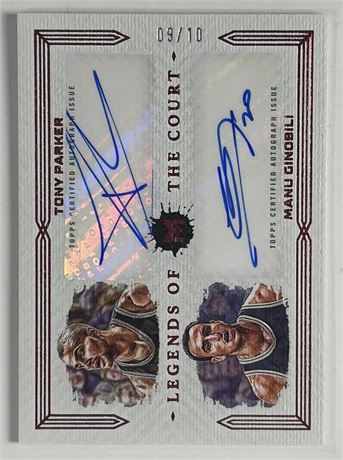 2024 Topps Motif Parker & Ginobili Legends of the Court Red 9/10 Dual Auto