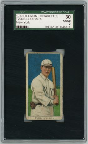 1909-11 Piedmont T206 Bill O'Hara New York SGC 2 GOOD