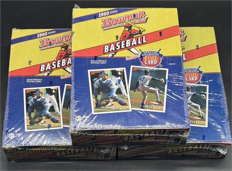 1993 Bowman Baseball Factory Sealed Box Lot (3) Possible Jeter RC