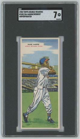 1955 Topps Double Headers #105 Aaron/Herbert Unperforated SGC 7 NM Beauty! READ