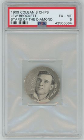 1909 Colgan's Chips Stars of the Diamond Lew Brockett PSA 6 EXMT Pop 5, 5 Higher