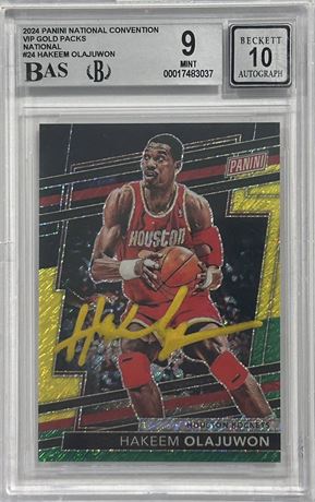 2024 Panini National Convention VIP Gold Packs #24 Hakeem Olajuwon BGS 9 Auto 10
