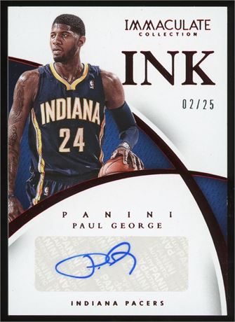 2014 Panini Immaculate #1 Paul George 2/25 Auto (READ)