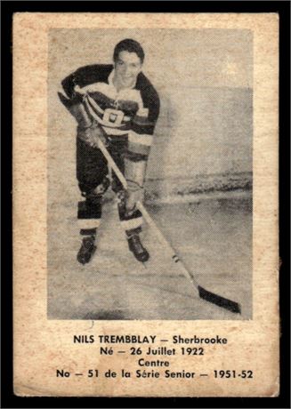 1951-52 Laval Dairy QSHL #51 Nils Trembblay Low Grade RARE