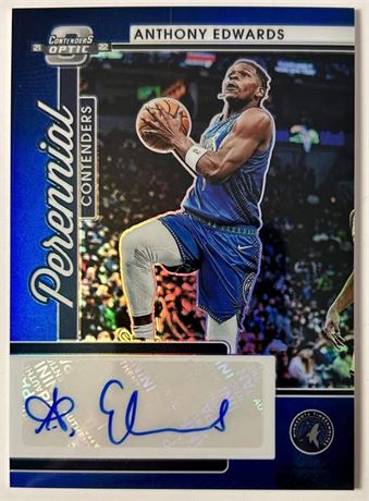 2021 Panini Contenders Optic 26/75 Anthony Edwards Perennial Auto Blue Prizm