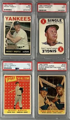 1958-68 Topps Mickey Mantle PSA 2-3 Graded Lot (4)