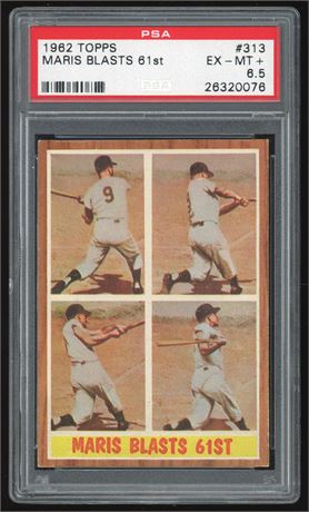 1962 Topps #313 Maris Blasts 61st PSA 6.5 EXMT+ CENTERED