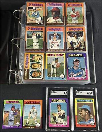 1975 Topps Baseball Complete Set (1-660) w/ SGC Graded Ryan, and Aaron VG+ Avg
