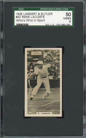 1926 Lambert & Butler Who's Who In Sport #42 Rene Lacoste SGC 4 VGEX