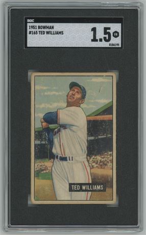 1951 Bowman #165 Ted Williams SGC 1.5 FAIR