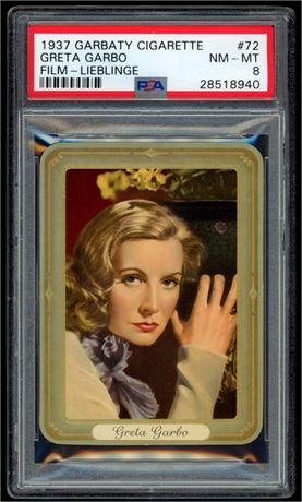 1937 Garbaty Cigarette #72 Greta Garbo Film-Lieblinge PSA 8