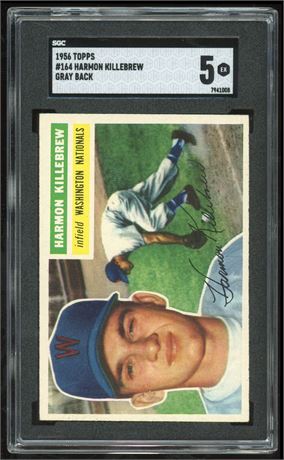 1956 Topps #164 Harmon Killebrew Gray Back SGC 5 EX