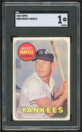 1969 Topps #500 Mickey Mantle SGC 1 POOR