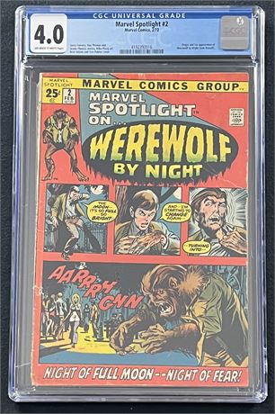 Marvel Spotlight #2 CGC 4.0 1972 Origin & 1st App Werewolf By Night