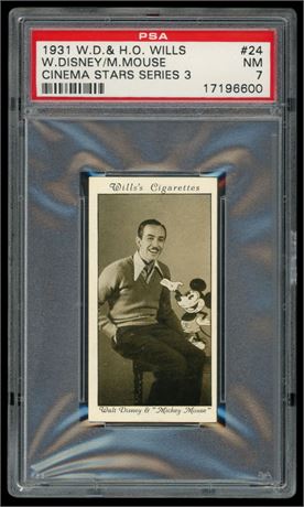 1931 WD & HO Wills #24 Cinema Stars 3rd Series Walt Disney/Mickey Mouse RC PSA 7