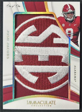 2019 Panini Immaculate Collection Collegiate #20 Josh Jacobs RC Jumbo Patch 1/1