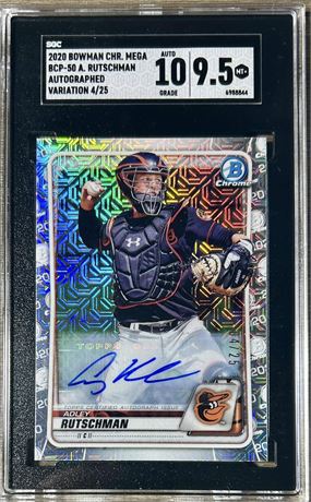 2020 Bowman Chrome Mega Adley Rutschman Auto SSP Mojo 4/25 SGC 9.5 Auto 10