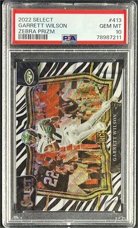 2022 Select #413 Garrett Wilson Zebra Prizm PSA 10 GEM MINT